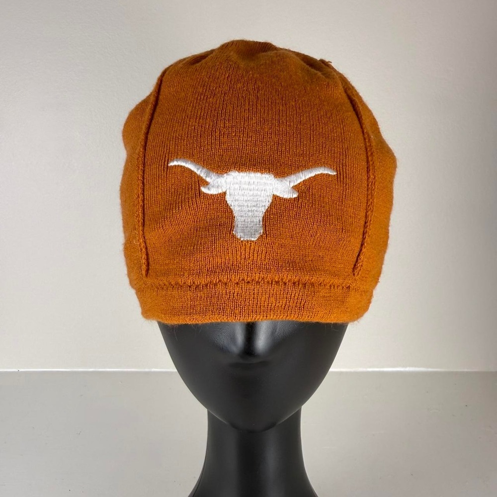 Vintage Nike Team Texas Longhorns Reversible Beanie Hat Orange Waffle Knit Y2K